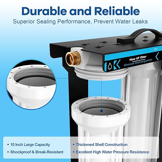 RV Water Filter System,5-Stage RV Water Filter System 0.01 Micron Filtration, 1" Inlet/Outlet, Reduces Sediments, Chlorine, VOCs, Heavy Metals & Odors, Ideal for RVs, Campers, Travel Trailers, Boats