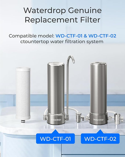 [Original] Waterdrop CFF-01 Water Filter Replacement for WD-CTF-01 | Reduces Heavy Metals, Bad Taste & Up to 99% of Chlorine, NSF/ANSI 42&372 Certified 5-stage Water Filter for WD-CTF-01/CTF-02