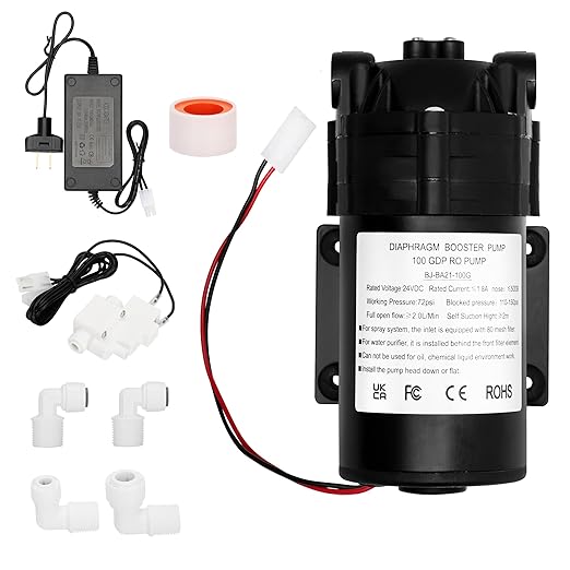 6800 Booster Pump Kit, Suitable for Household Reverse Osmosis Water Filtration System Standards or Manifolds up to 100 GPD,Bring a High-Voltage Switch