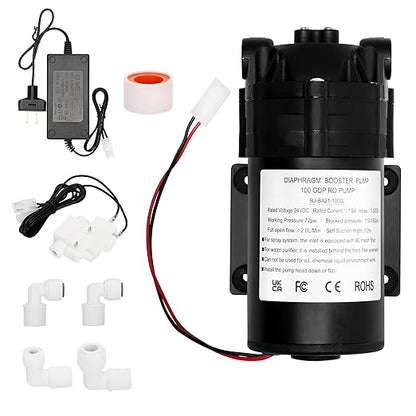 6800 Booster Pump Kit, Suitable for Household Reverse Osmosis Water Filtration System Standards or Manifolds up to 100 GPD,Bring a High-Voltage Switch
