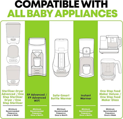 Durabasics [2 Pack] Baby Bottle Sterilizer Descaler – Compatible with Baby Brezza Sterilizers – Citric Acid Formula, Odorless, Helps Remove Mineral Buildup – Made in USA – 16oz
