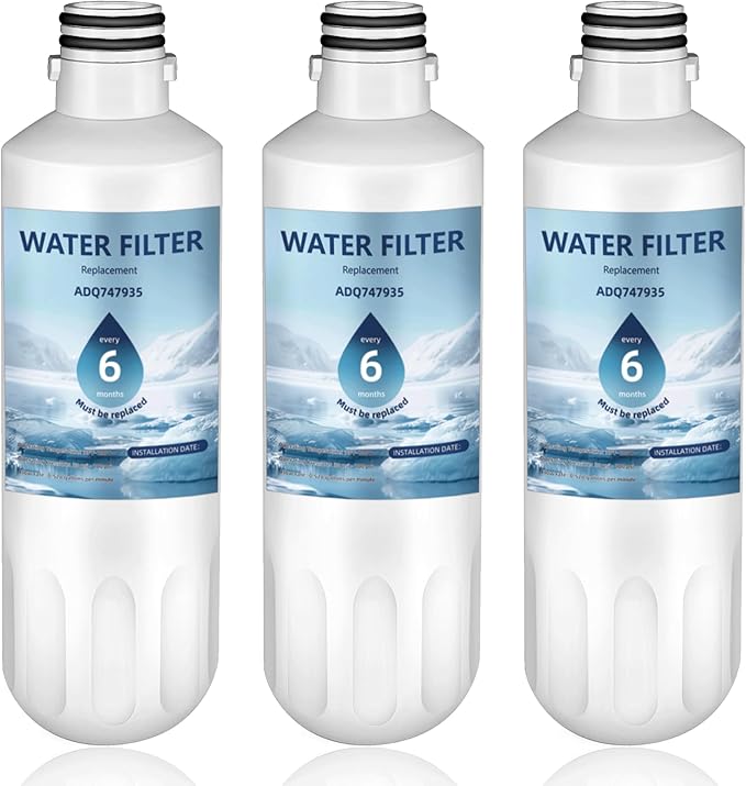 LT1000P ADQ747935 Water Filter 6-Month Replacement for LG LT1000P/PC/PCS ThinQ Water Filter AGF80300704,LRFS28XBS,LRFLC2706S,LRMXS2806S,LMXS28626S,LFXS26973S,LFXC22526S,3 Combo Set