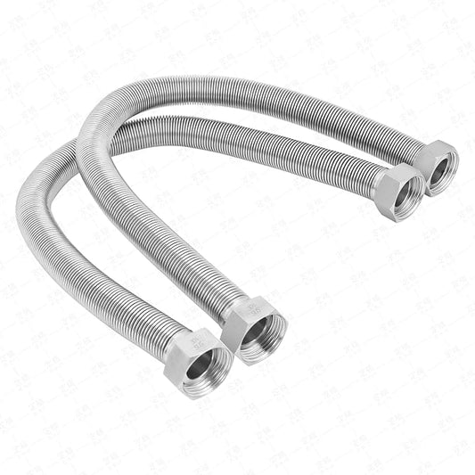 24 Inch Flexible Stainless Steel Corrugated Water Heater Connector Kit,3/4" FIP x 3/4" FIP,304 Stainless Steel Flexible Line & EPDM Seal Rings for Tankless Water Heater,Water Softener,RV,Boiler(2PCS)