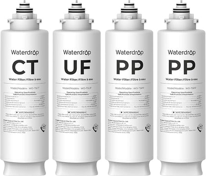 Waterdrop 2TSPP, TSUF, TSCT Under Sink Water Filter, Replacement for Waterdrop TSU Ultra-Filtration Under Sink Water Filter System