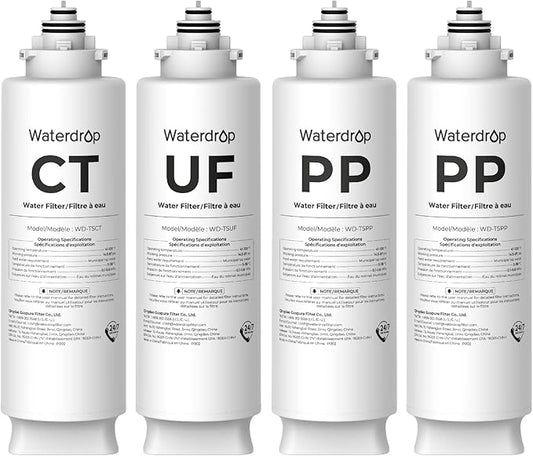 Waterdrop 2TSPP, TSUF, TSCT Under Sink Water Filter, Replacement for Waterdrop TSU Ultra-Filtration Under Sink Water Filter System