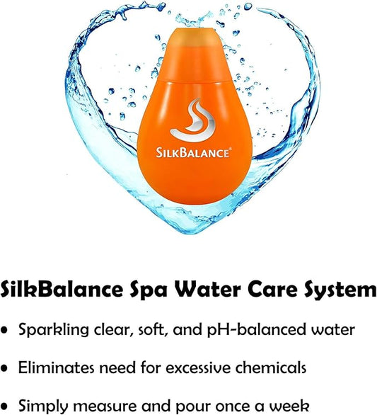 Silk Balance Natural Hot Tub Solution - 76 oz - Water Softener & Water Care System - Spa & Hot Tub Cleaner, Balancer, Clarifier, & Conditioner - 4 Month Supply Bundle with a Drawstring Bag