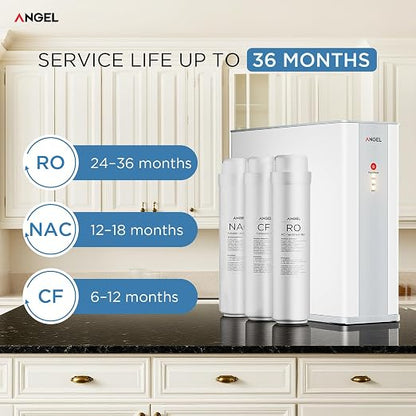ANGEL X1 Reverse Osmosis Water Filter, 7-Stage Under Sink Water Purifier, 3-Year Long-Lasting RO Water Filtration System, 2:1 Pure to Drain, Reduces PFAS/PFOS, Compact & Easy to Install, Lead-Free