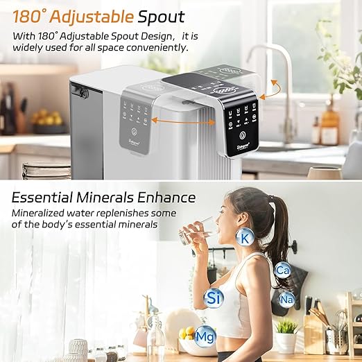 Reverse Osmosis Water Filter Countertop : 6-Stage Reverse Osmosis System with UV TDS Monitor 3:1 Pure to Drain Darlingcare Water Purifier for Kitchen Office Home (Ivory White)