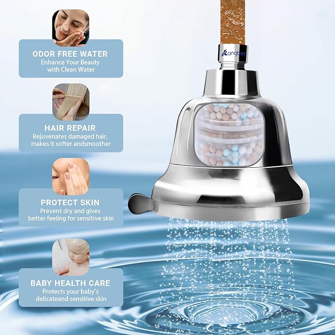 Filtered Shower Head for Healthier Hair & Skin – Removes Chlorine & Heavy Metals,Shower Head Filter for Hard Water Protect Colored Hair, And Soothe Dry Skin (Chrome)