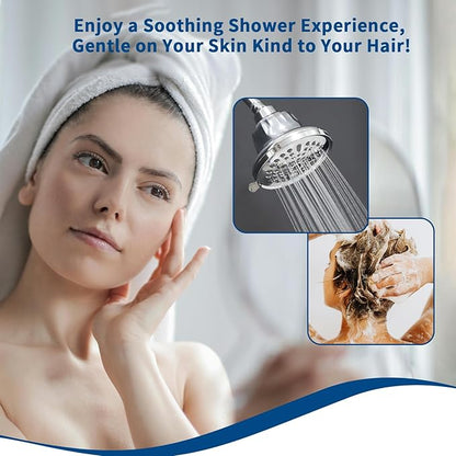 Filtered Shower Head - Water Softener Shower Head - Shower Filter for Hard Water Remove | Reduces Impurities Chlorine and Harmful Substances - Chrome