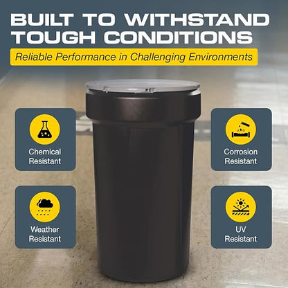 Eagle Plastic Drum, 55 Gallon Drum, DOT Compliant, Made in USA, Black | High-Density-Polyethylene Construction, Open Head Lab Pack Drum, Metal Lever-Lock Lid, Hazardous Material Storage, Transport