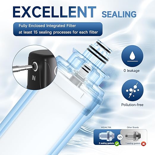 AQUALTRA USF01-BK Under Sink Water Filter System, 12K Gal, NSF/ANSI 372/CAN Certified, Reduces PFOA, PFOS, Chlorine, Lead, Mercury, Chloramine, Fluoride, Microplastics Particles, Bad Taste & Odor