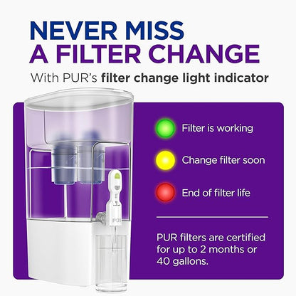 PUR Water Filter Dispenser XL 44-Cup with 2 Genuine PUR Filters, Largest Available, 44-Cup Capacity, 2-in-1 Powerful, Faster Filtration, Dishwasher Safe, (PDI4000Z)