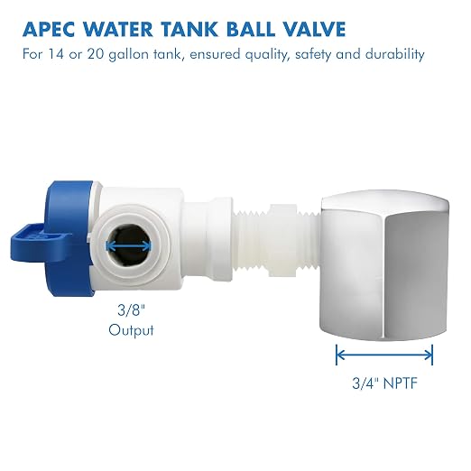 TANK-14 14 Gallon Pre-pressurized Reverse Osmosis Water Storage Tank & APEC Tank Ball Valve with 3/4 inch NPTF and 3/8” Output (TBVAL34-38 for Upgraded System)