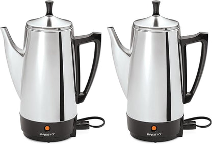 Presto 02811 Stainless Steel Electric Coffee Percolator - 12-Cups,Easy-Pour Spout,Stay-Cool Handle,Make 2-12 Cups,(Pack of 2)