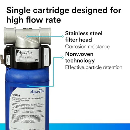 3M Aqua-Pure AP910R Genuine Whole House Sanitary Quick Change Replacement Water Filter for AP902 System, Reduces Sediment
