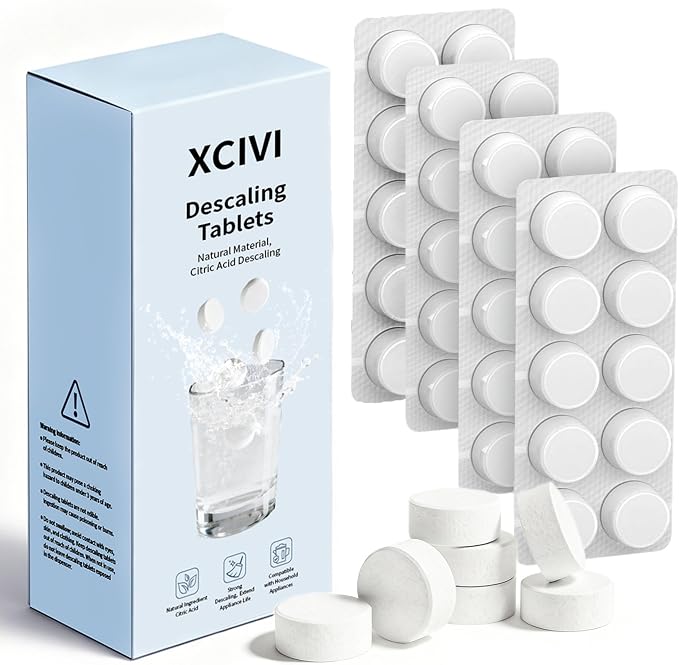 xcivi 40 Count Descaling Tablets for Momcozy Bottle Washers, Sterilizers | Compatible with Momcozy/Baby/Brezza/GROWNSY Bottle Washer, Descaling Tablets for Milk & Limescale Removal, Natural Non-toxic