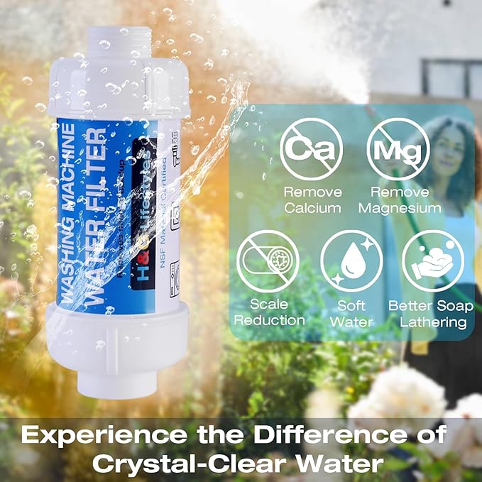 H&G Lifestyles Water Filter for Washing Machine,Water Softener Anti-Scale Water Filtration,with 3/4" GHT Garden Hose Filter, Prevent Scale Build-up,for Water Heater Swamp Cooler,1PACK