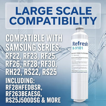 Refresh R-9101 Refrigerator Water Filter Replacement for Samsung DA29-00020A, DA29-00020B, HAF-CIN/EXP, NSF/ANSI 42, 6-Month 300 Gallon Filter (1 Pack, Standard)