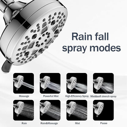 High-pressure showerhead set with 25-level filter, suitable for hard and soft water - 7 spray modes, 5-inch showerhead cover, can remove 99.99% of chlorine and heavy metals (chrome-plated)