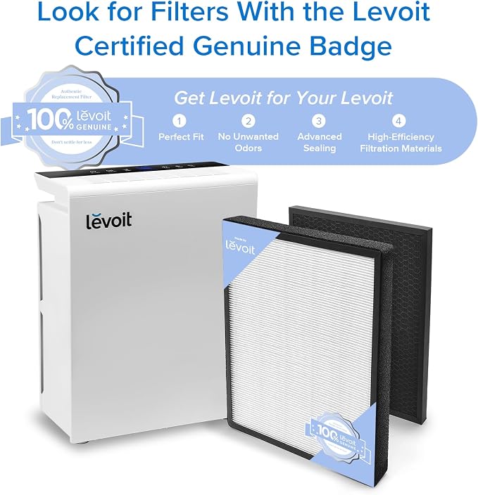 Levoit LV-PUR131 Air Purifier Genuine Replacement Filter, 1 Pack | High-Efficiency Activated Carbon for Removal of Odor, Smoke, Pollen, Allergens, LV-PUR131-RF