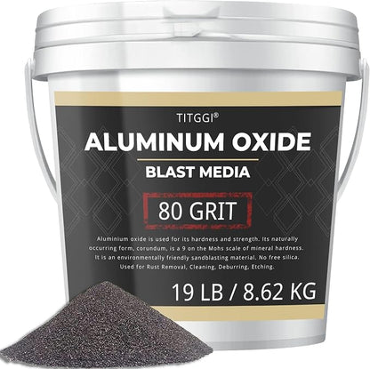 TITGGI 80 Grit Aluminum Oxide Blast Media for Sandblasting, 19 lb | Rust and Paint Removal, Mill Scale Removal, Metal Surface Preparation Before Painting, Coating or Refinishing