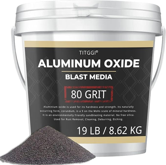 TITGGI 80 Grit Aluminum Oxide Blast Media for Sandblasting, 19 lb | Rust and Paint Removal, Mill Scale Removal, Metal Surface Preparation Before Painting, Coating or Refinishing