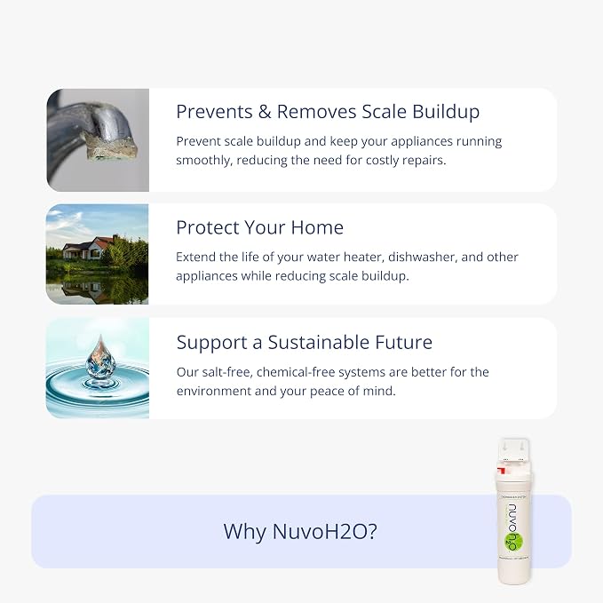 NuvoH2O Dishwasher Replacement Cartridge – Salt-Free Water Softener Solution – Prevents & Removes Hard Water Scale – Easy Quick-Connect Filter – Eco-Friendly Cartridge – Extends Dishwasher Life