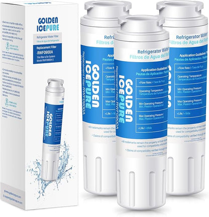 GOLDEN ICEPURE RWF0900A Refrigerator Water Filter, Replacement for MAYTAG UKF8001, Whirlpool Filter 4 EveryDrop EDR4RXD1, Mfi2570fez Msd2651heb, 4396395, 469006, 3PACK