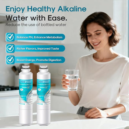 ICEPURE Alkaline DA29-00020B Refrigerator Water Filter Replacement for Samsung HAF-CIN/EXP HAF-CIN, DA29-00020A/B, DA29-00020B-1, 46-9101, RF28HMEDBSR, RF263BEAESR, HDX FMS-2, Enhances PH, 2Pack