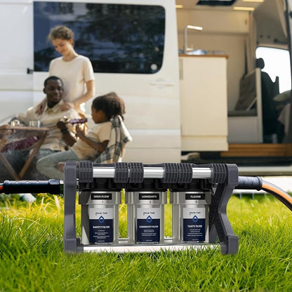 GLACIER FRESH GFRVWP03 3-Stage RV Water Filtration System | 0.2 Micron Camper Water Filter with Compact 5 Inch Filter, 3-stage filtration System for RVs, Campers and Boats
