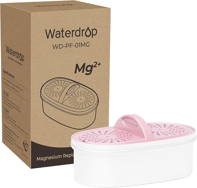 [Original] Waterdrop PF-01MG Magnesium Water Filter Replacement for Waterdrop Pitcher and Dispenser, Reduces Chlorine, Odors, Improved Coffee Taste, Last Up to 2 Months or 100 Gallons, 1 Pack