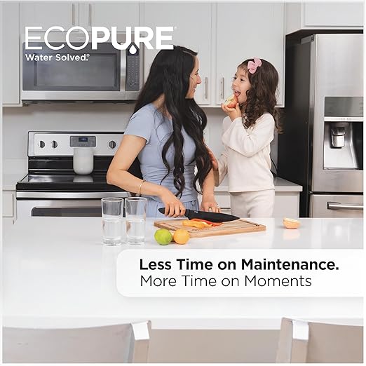 EcoPure EPS120 Whole House Water Softener for Medium Households (3-4 People) – AutoSense AI Efficiency Compact Cabinet Design