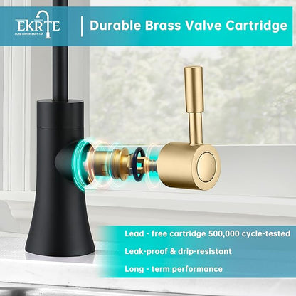 EKRTE Drinking Water Faucet for Kitchen Sink, Filtered Water Reverse Osmosis RO Faucet,304 Stainless Steel,Non-Air Gap, Matte Black and Champagne Gold