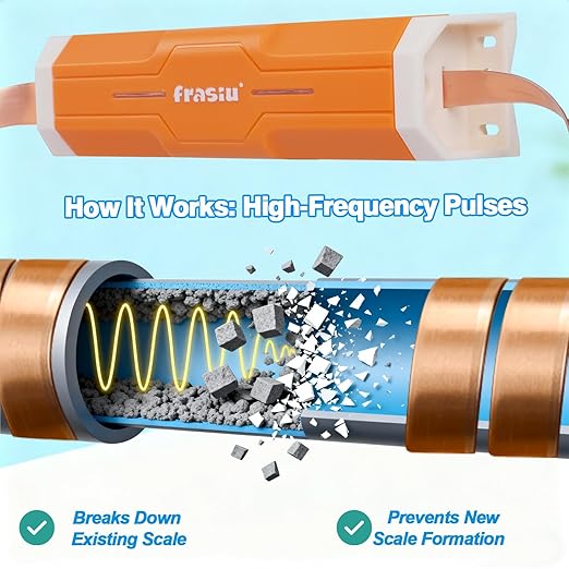 Electronic Water Descaler System, Salt-Free Whole House Water Softener Alternative, Prevents Limescale in Pipes & Appliances, Easy Install for Copper PVC PEX Pipes, IP65 Waterproof