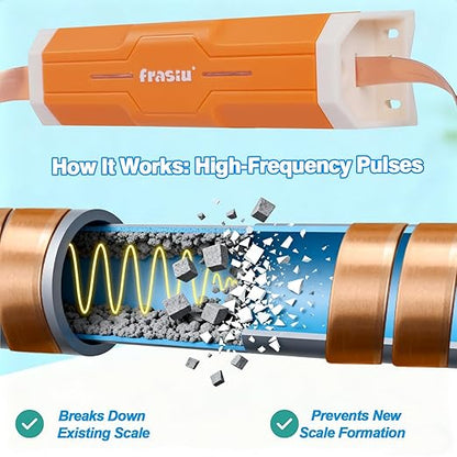 Electronic Water Descaler System, Salt-Free Whole House Water Softener Alternative, Prevents Limescale in Pipes & Appliances, Easy Install for Copper PVC PEX Pipes, IP65 Waterproof