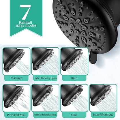 Cobbe Luxury Double Filtered Shower Head, High Output 16+20 Stages – 99% REMOVAL Shower Filters for Hard Water Removes Chlorine and Harmful Substances, 7-Model Setting Spray, Black