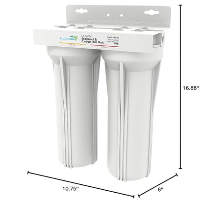 AquaticLife 2-Stage Sediment and Carbon Plus Water Filter System | Captures sediment and reduces chlorine and chloramine for freshwater aquarium water or pretreatment before RO/DI systems