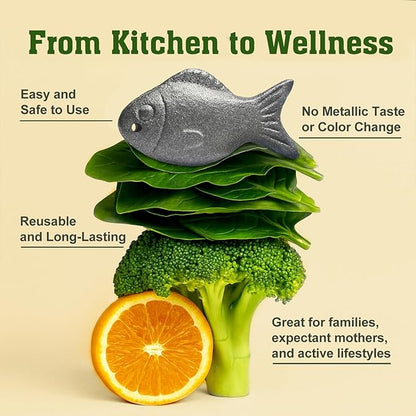 2 Pack Iron Fish for Cooking - Natural Iron Source for Iron Deficiency Support - Reusable Supplement Alternative for Vegans, Pregnancy & Women