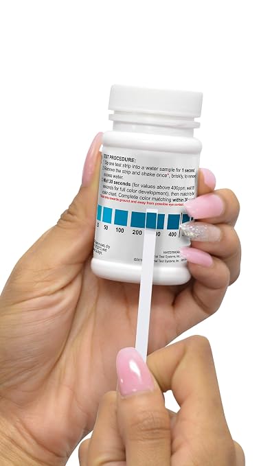 Industrial Test Systems WaterWorks 480024 Free Chlorine Test Strip, Ultra High Range, 31 Seconds Test Time, 0-750ppm Range (Bottle of 50)
