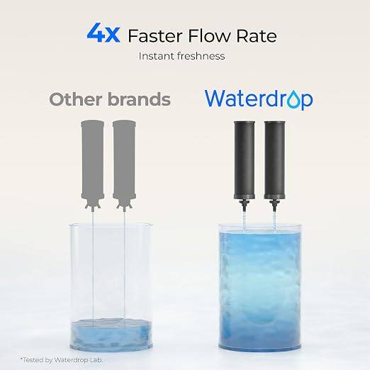 Waterdrop TK-AP Gravity Water Filter System, NSF/ANSI 42&372 Standard, Blue | Reduces Lead and Chlorine, Stainless Steel Water System with 2 Carbon Filters for Home, Emergencies, 2.25G
