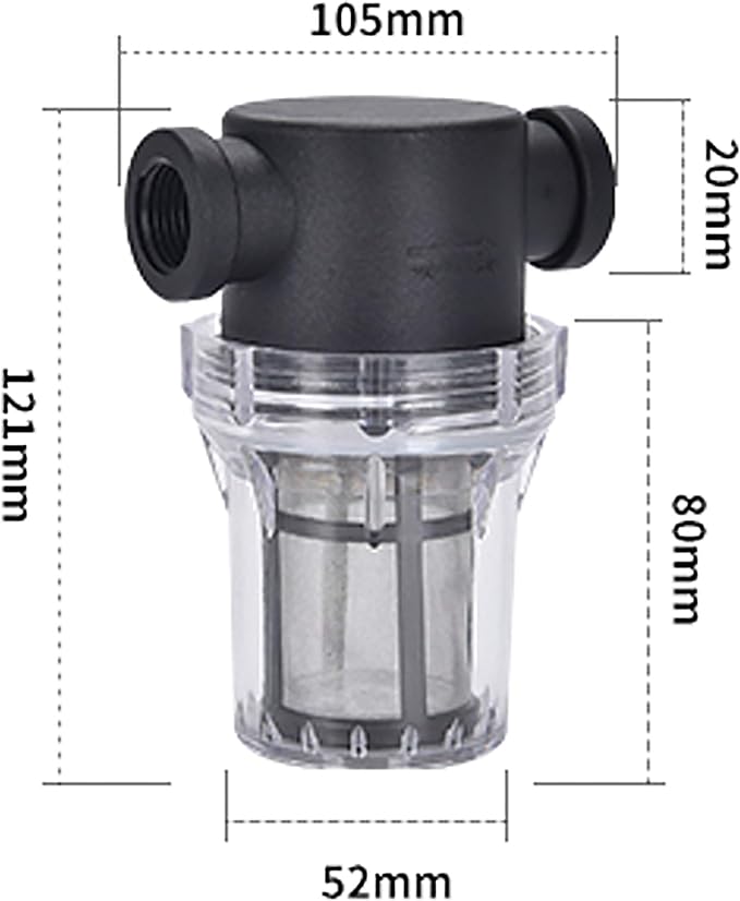1/2" 80 Mesh Female Water Filter, Twist-On Pipe Strainer | Nylon PA66 Cover, PC Bowl, 304 Stainless Screen