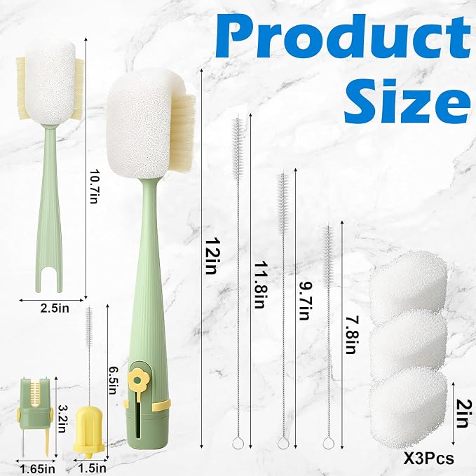 Palksky 5 in 1 Water Bottle Cleaning Brush Set, Multifunctiona Brush and Straw Cleaner for Owala/Stanley/Hydro/Yeti/Simple Modern Cup Accessories