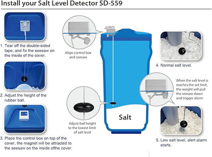 Savant Salt Level Detector for Water Softener, Real-time Monitor, Easy Installation, No Tool Needed, Low Salt Level Alarm, for Tank, Pool, and Other Home Appliances, SD-559