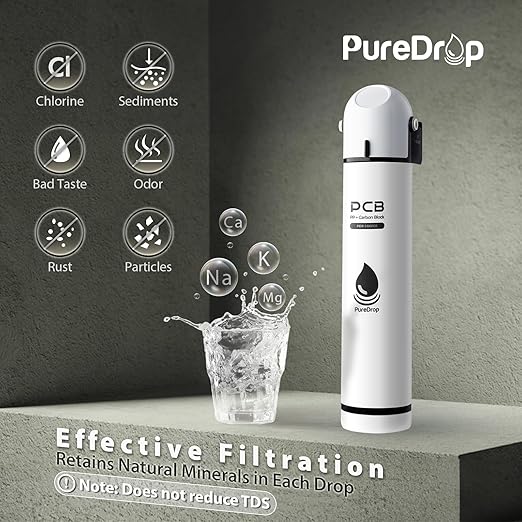PureDrop PDR-16KPCB Under Sink Water Filter for Sink Faucet, High Capacity Composite Water Filtration System Direct Connect to Kitchen Faucet, Reduces PFAS, Chlorine, Bad Taste & Odor, 16K Gallons