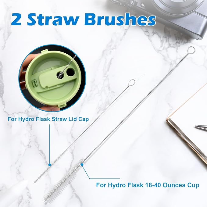 Palksky Water Bottle Cleaner Brush Kit for Hydroflask, Wide Straw Lid Brushes and Long Handle Scrubbing Bottles Brush for Hydro Flask 16/24/32/40 oz Cups