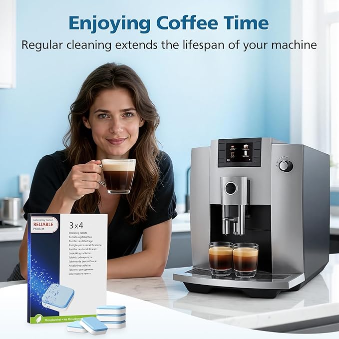 CPLIKE Coffee Machine Descaling Tablets Compatible with Jura Automatic Coffee Centers Machines, High Efficiency Cleaning and Longer Life Span, 12 Count
