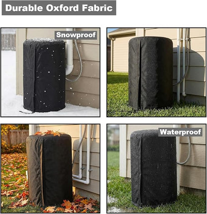 Deosk 18.5"X33" Cover For Water Softener Salt Brine Tank, Outdoor Waterproof Home Water Softener Storage Covers-Round Salt Brine Tank Protective Cover With Zipper And Adjustable Drawstring(Black)