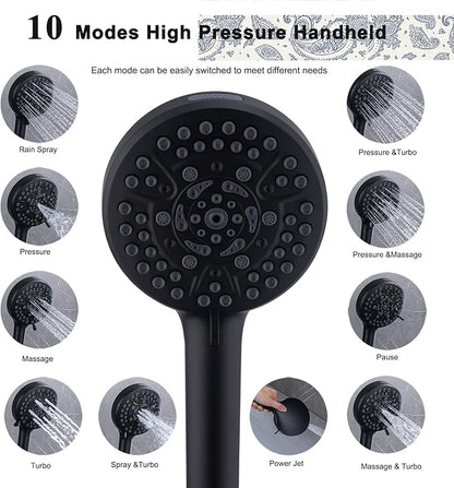 Black Large High Pressure Filtered Shower Head with Handheld, 14" Rain ShowerHead and 10 Spray Handheld with Filter, Upgrade Dual Shower for Couples Bathroom Accessories and Hard Water