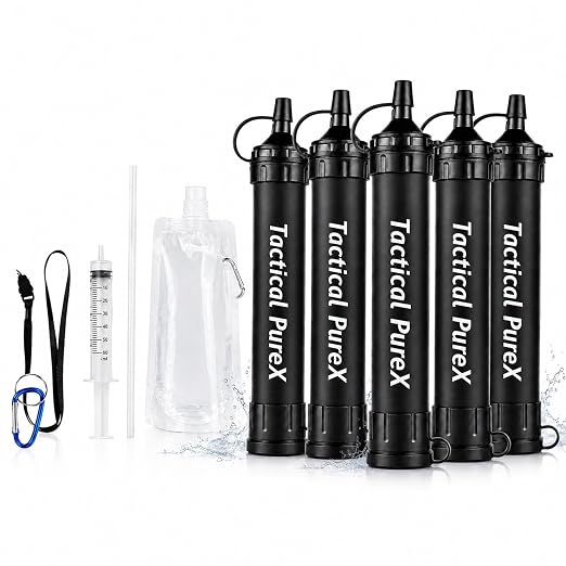 Water Filter, Capacity Emergency Water Straws (5PCS) | Lightweight, Reusable, Portable Water Filter Straw for Camping, Hiking, Travel, Biking, Survival